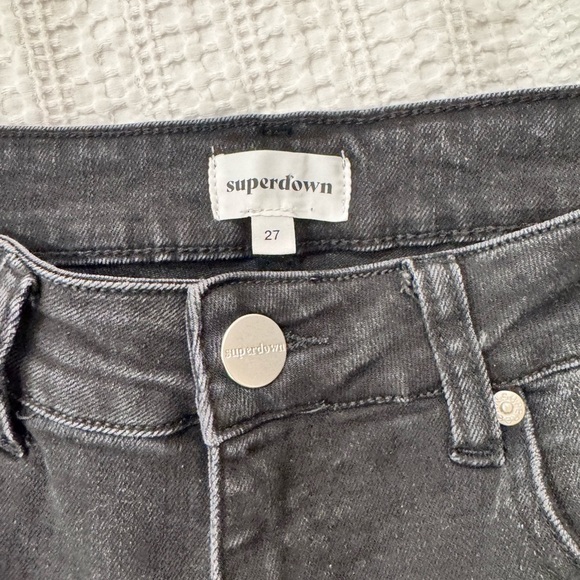 Superdown Mandy Black Denim Knee Rip Jean - 27 - Picture 4 of 7